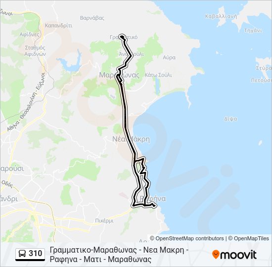Χάρτης Γραμμής 310 λεωφορείο