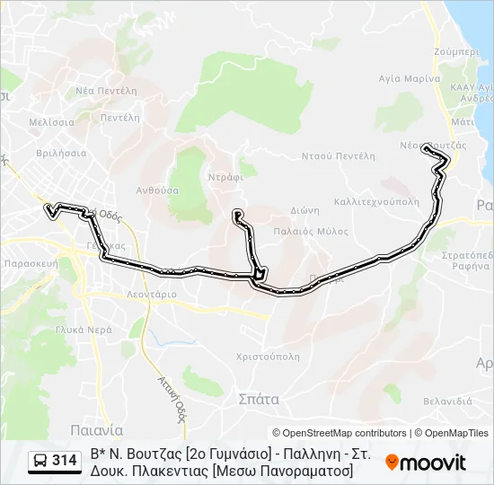 314 Bus Line Map