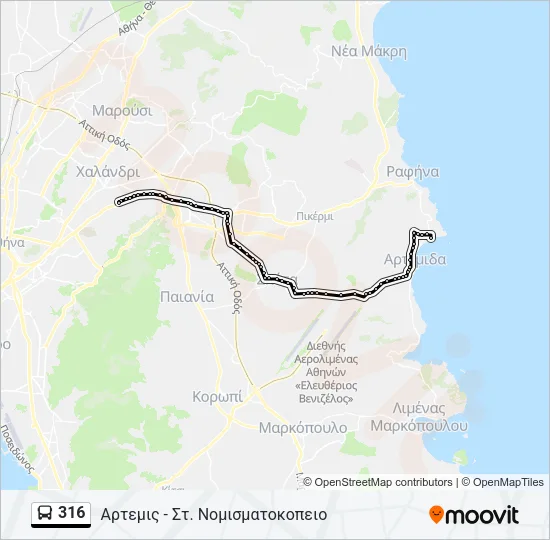 316 Bus Line Map