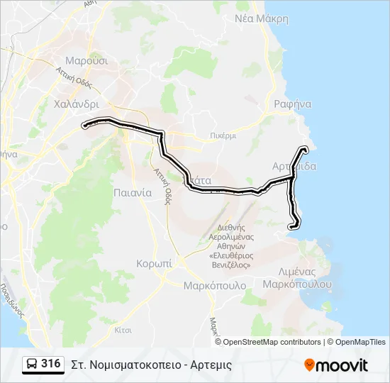 316 Bus Line Map