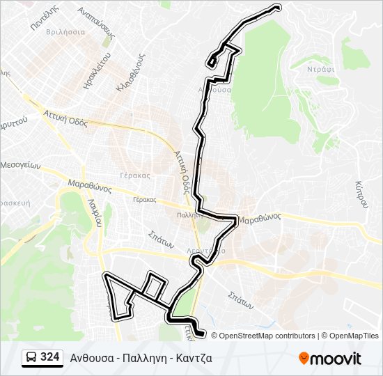 Χάρτης Γραμμής 324 λεωφορείο