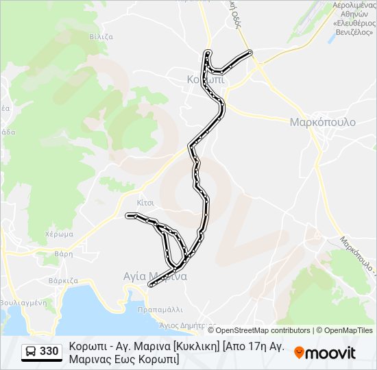Χάρτης Γραμμής 330 λεωφορείο