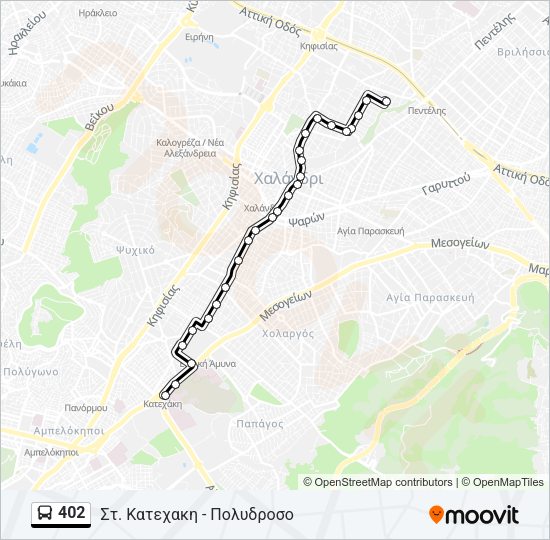 Χάρτης Γραμμής 402 λεωφορείο