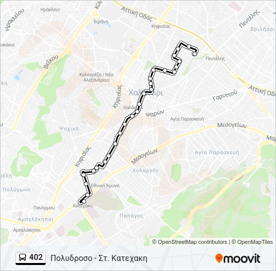Χάρτης Γραμμής 402 λεωφορείο