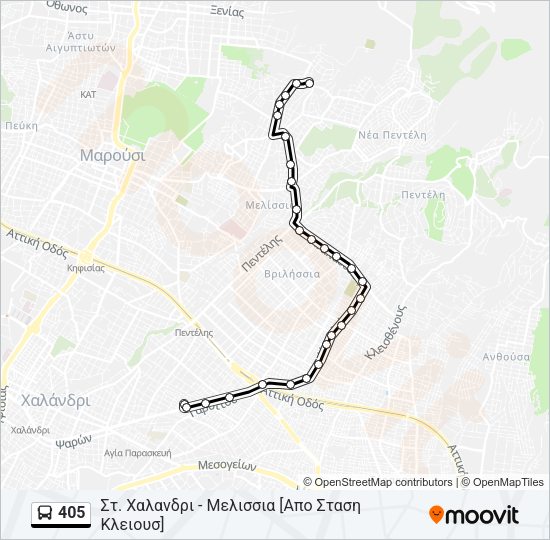 Χάρτης Γραμμής 405 λεωφορείο