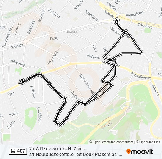 407 bus Line Map