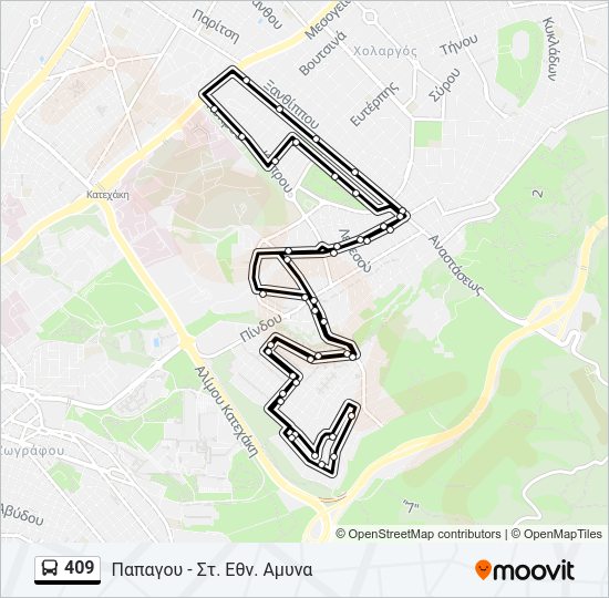 Χάρτης Γραμμής 409 λεωφορείο