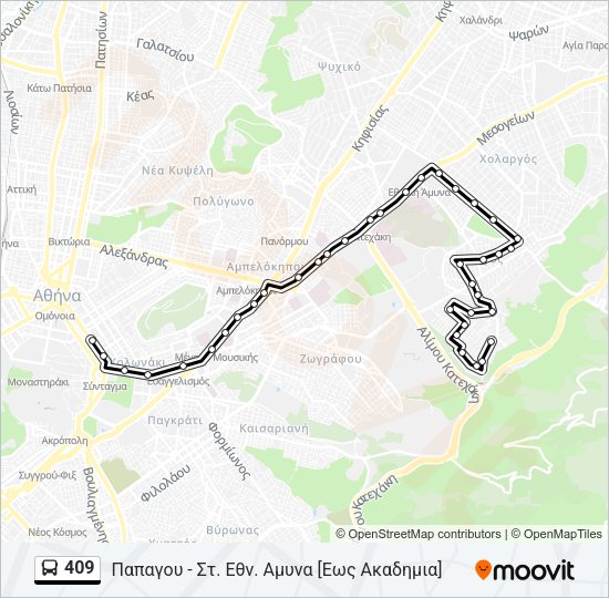 Χάρτης Γραμμής 409 λεωφορείο