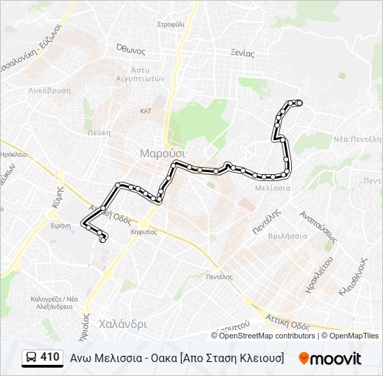 Χάρτης Γραμμής 410 λεωφορείο