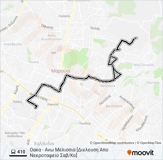 Χάρτης Γραμμής 410 λεωφορείο