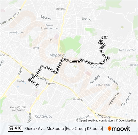 Χάρτης Γραμμής 410 λεωφορείο