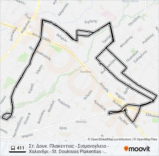 411 bus Line Map