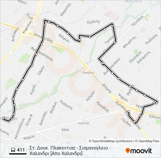 411 Bus Line Map