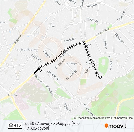 Χάρτης Γραμμής 416 λεωφορείο