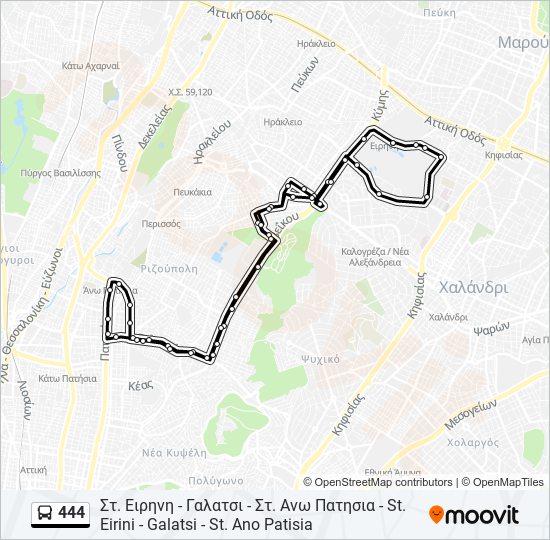 444 bus Line Map