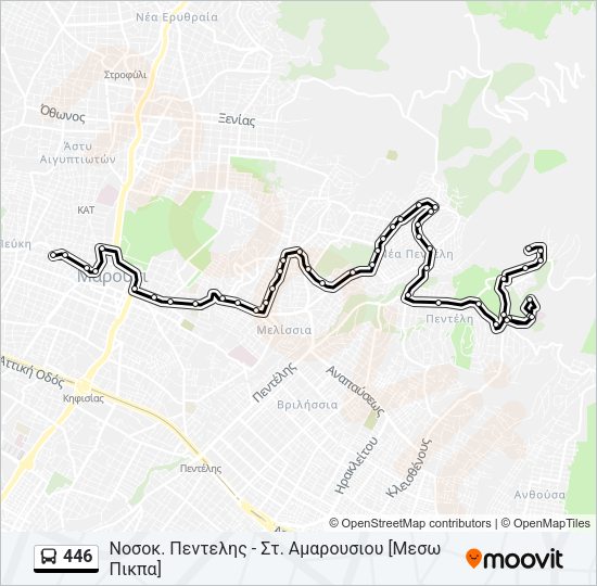 Χάρτης Γραμμής 446 λεωφορείο