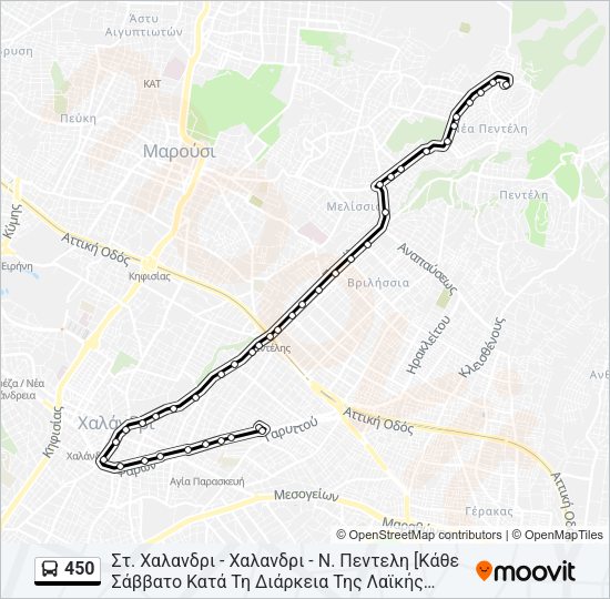Χάρτης Γραμμής 450 λεωφορείο
