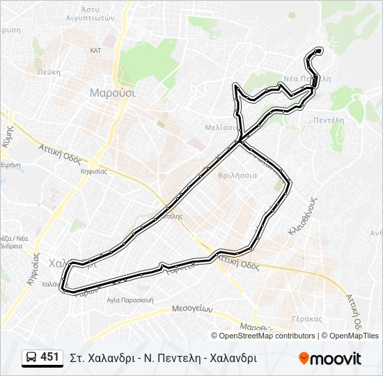 Χάρτης Γραμμής 451 λεωφορείο