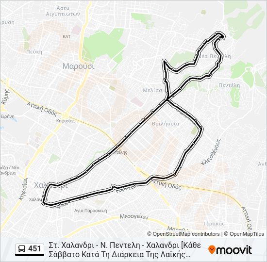 Χάρτης Γραμμής 451 λεωφορείο