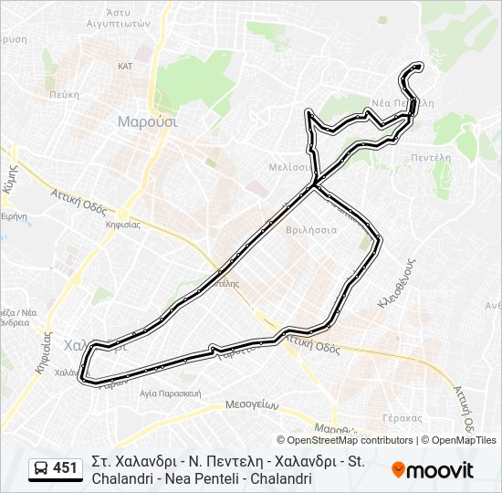 451 Route Schedules, Stops & Maps Στ. Χαλανδρι Ν. Πεντελη