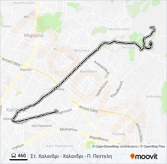 Χάρτης Γραμμής 460 λεωφορείο