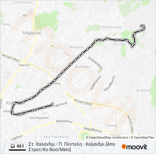 Χάρτης Γραμμής 461 λεωφορείο
