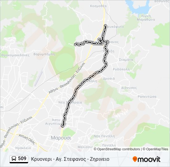 Χάρτης Γραμμής 509 λεωφορείο
