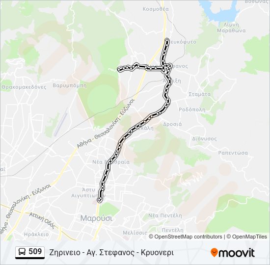 Χάρτης Γραμμής 509 λεωφορείο