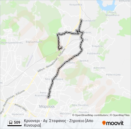 Χάρτης Γραμμής 509 λεωφορείο