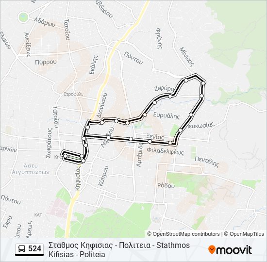 524 bus Line Map