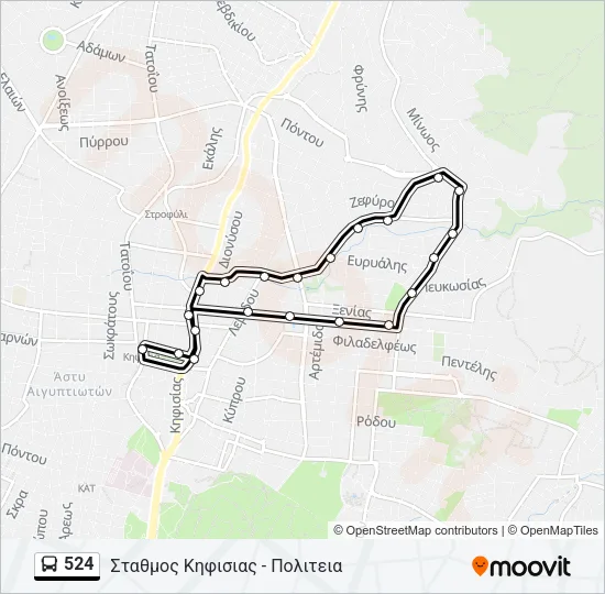 524 Bus Line Map