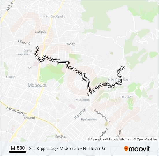 Χάρτης Γραμμής 530 λεωφορείο