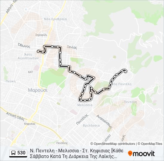 Χάρτης Γραμμής 530 λεωφορείο