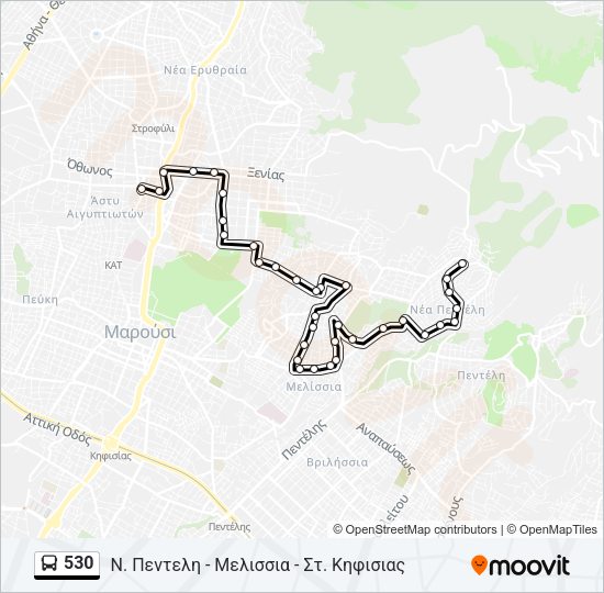Χάρτης Γραμμής 530 λεωφορείο