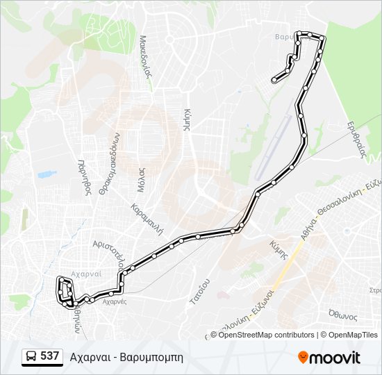 Χάρτης Γραμμής 537 λεωφορείο