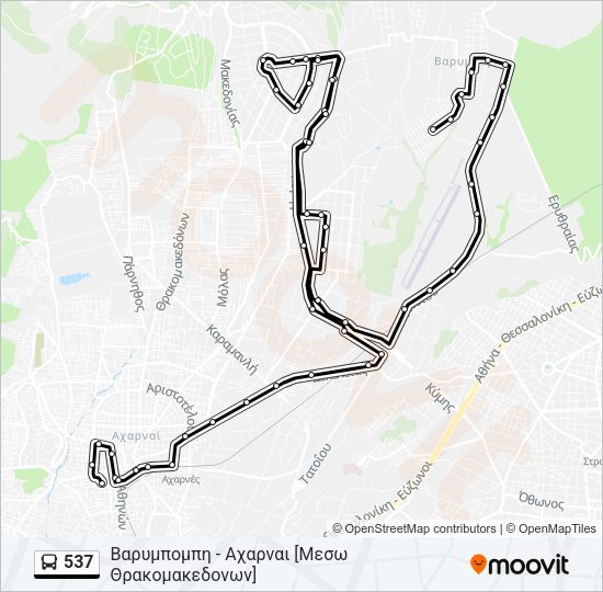 Χάρτης Γραμμής 537 λεωφορείο