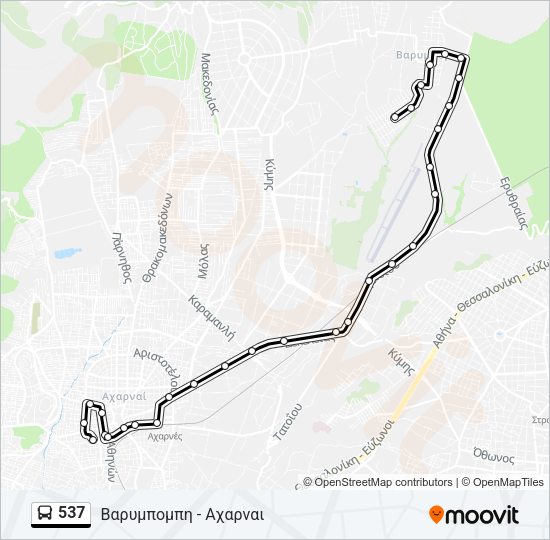 Χάρτης Γραμμής 537 λεωφορείο