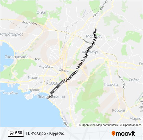 Χάρτης Γραμμής 550 λεωφορείο