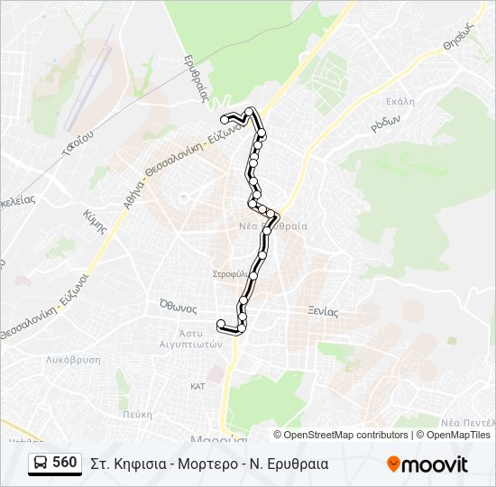 Χάρτης Γραμμής 560 λεωφορείο