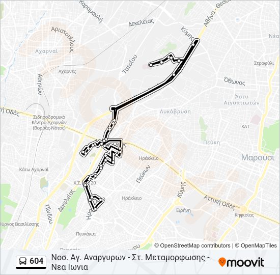 Χάρτης Γραμμής 604 λεωφορείο