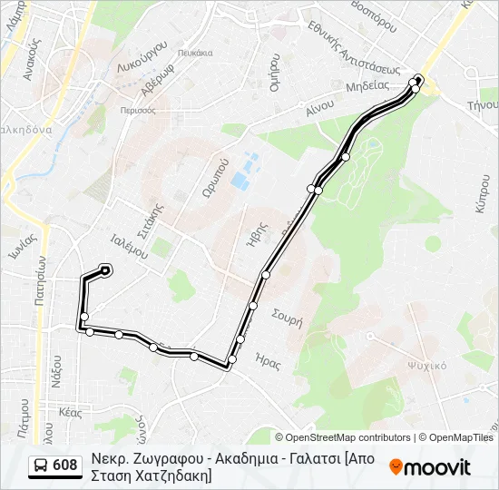 608 Bus Line Map