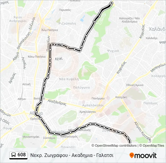 608 Bus Line Map