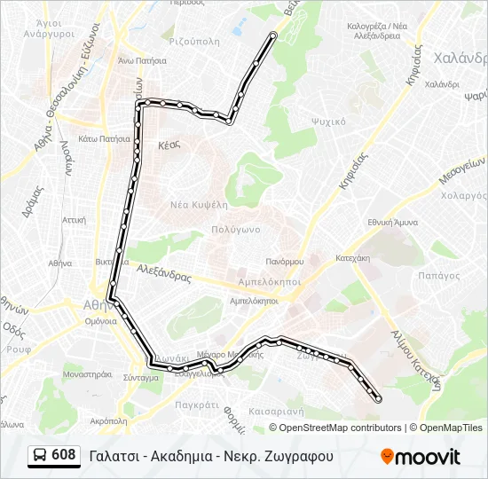 608 Bus Line Map