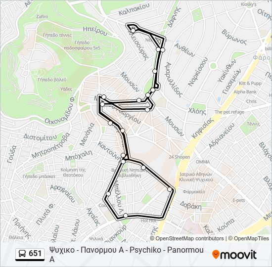 651 bus Line Map