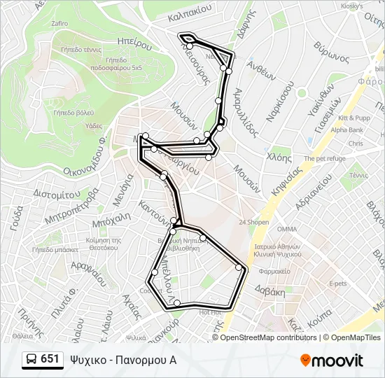 651 Bus Line Map