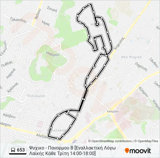 653 Bus Line Map