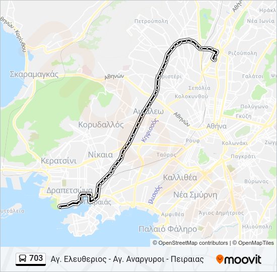 Χάρτης Γραμμής 703 λεωφορείο