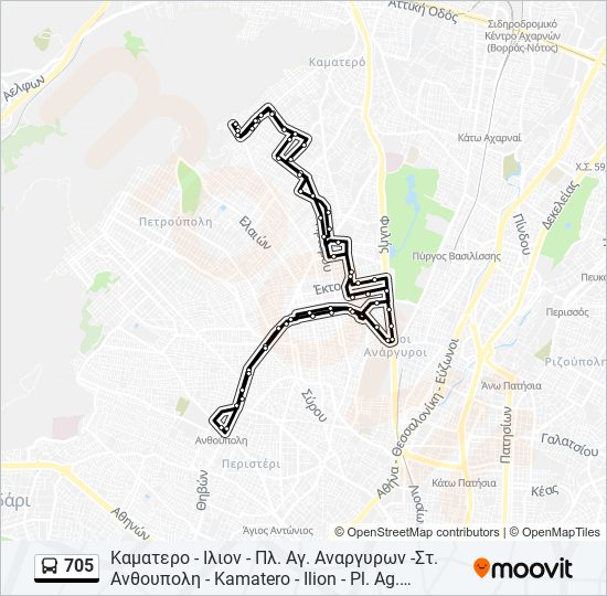 705 bus Line Map