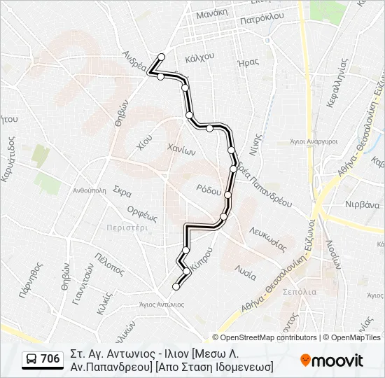 706 Bus Line Map