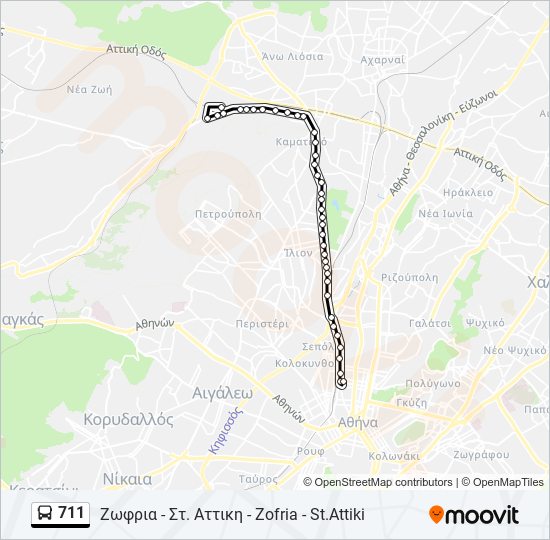 711 bus Line Map